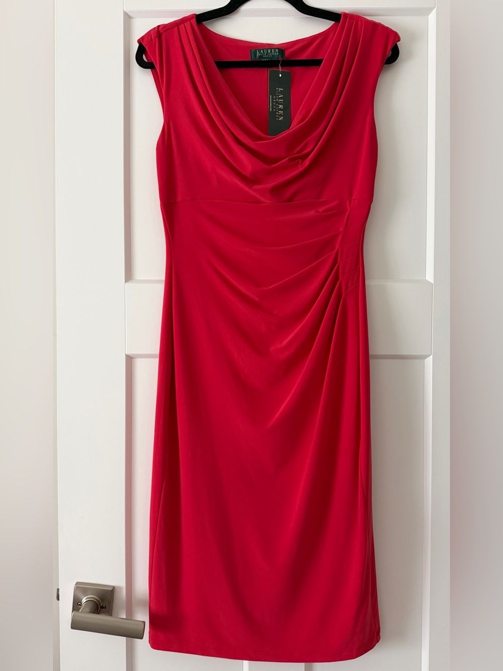 NWT Lauren Ralph Lauren Ruched Cowl Neck Midi Dress - Size 6